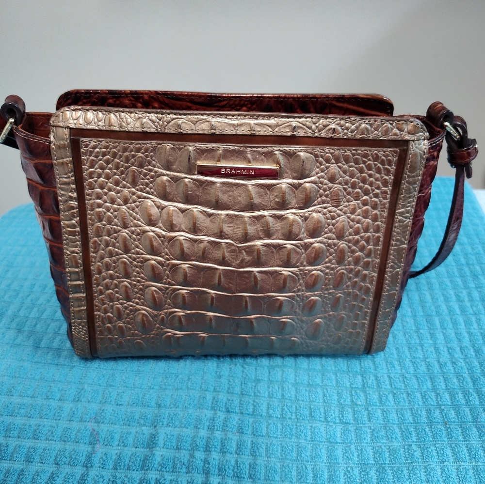 Brahmin Carrie Crossbody In Pecan/Gold Shimmer